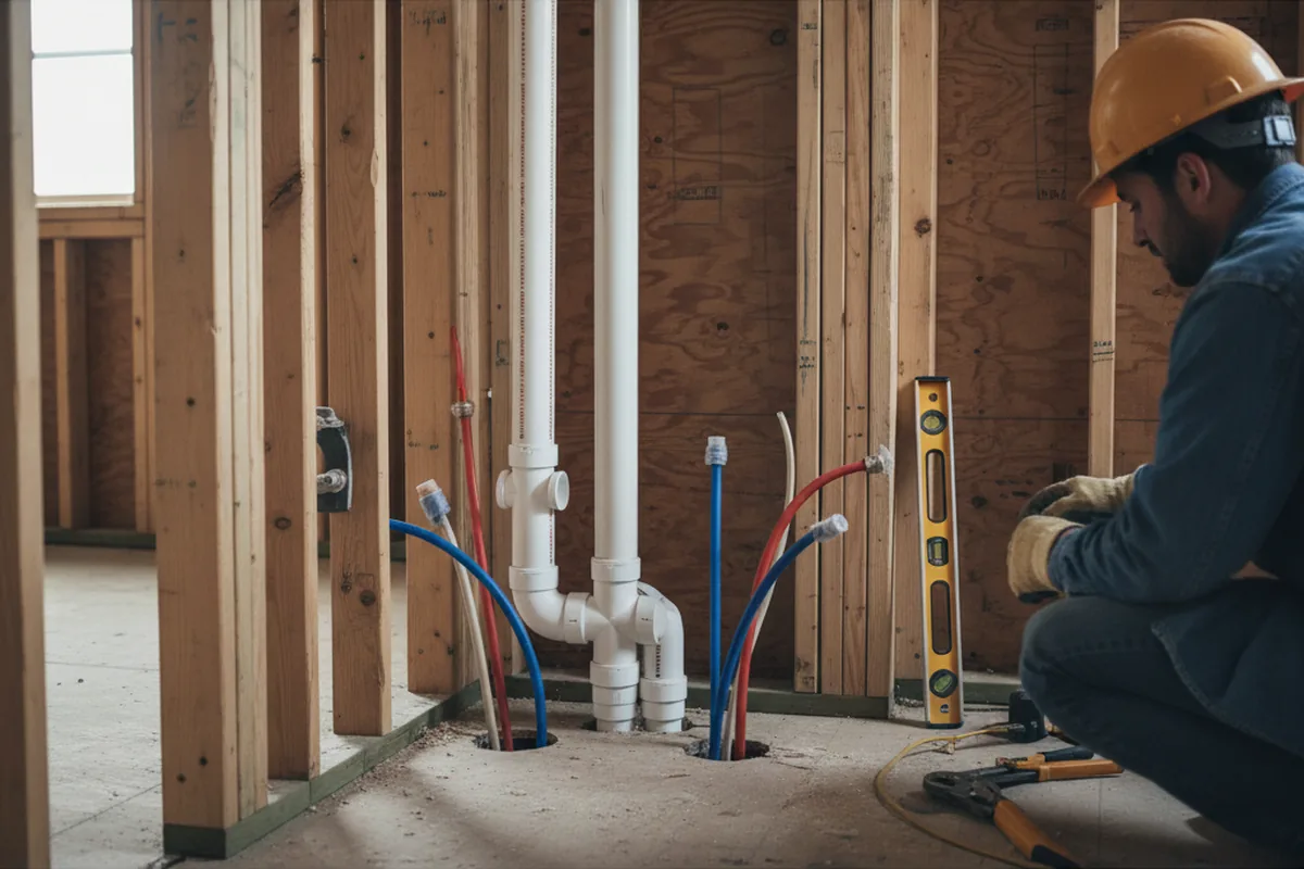 Drain and supply rough-in during Drain Cleaning in Francestown
