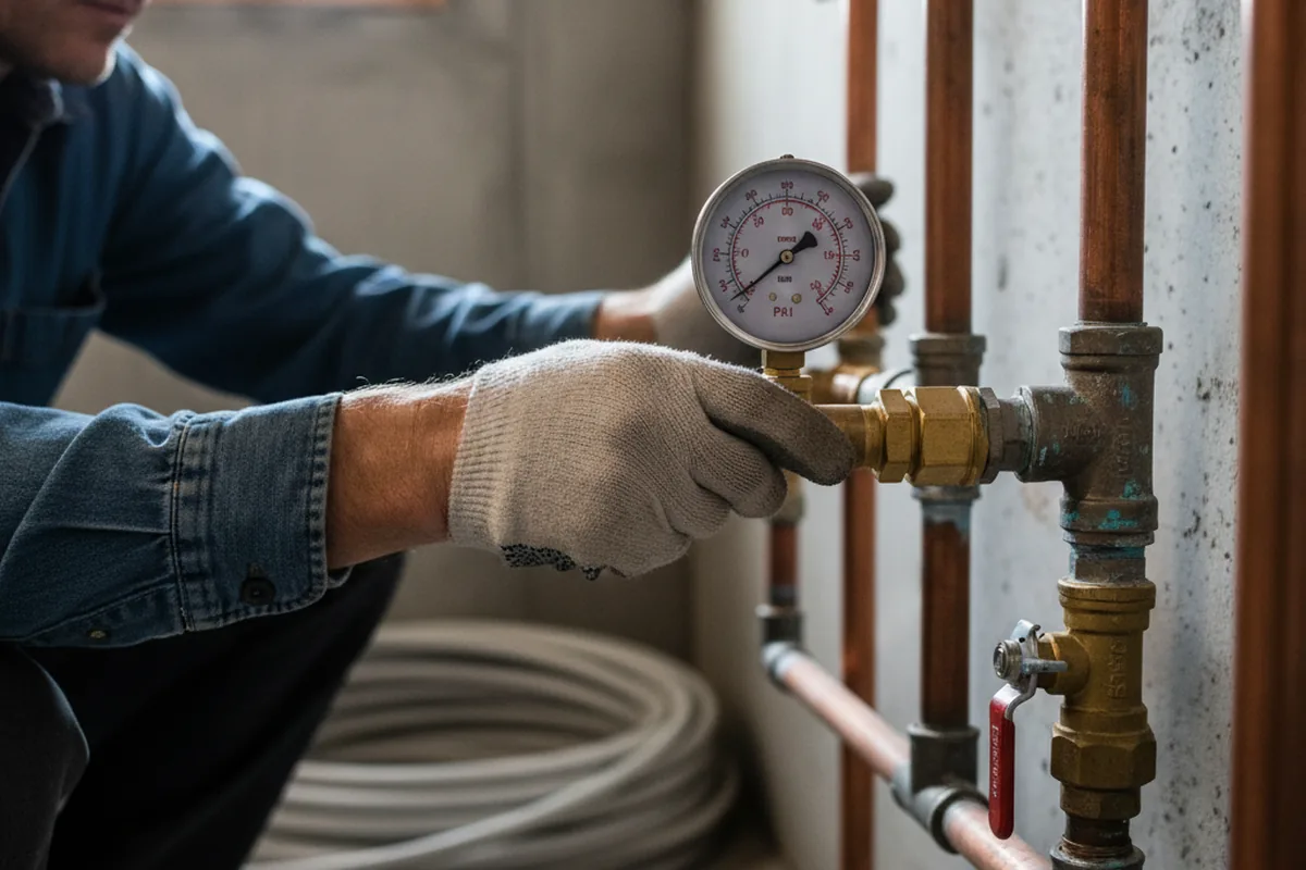 Pressure testing a repaired line during Water Line Repair in Francestown